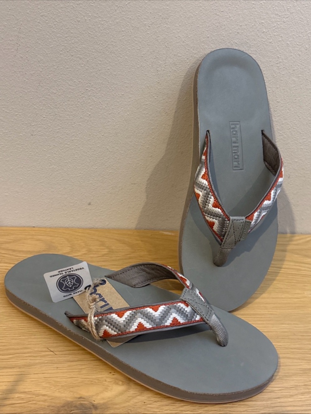 Hari Mari Ash Fields Camino Leather Flip Flop Slide Sandals Men’s Sz 8 NEW